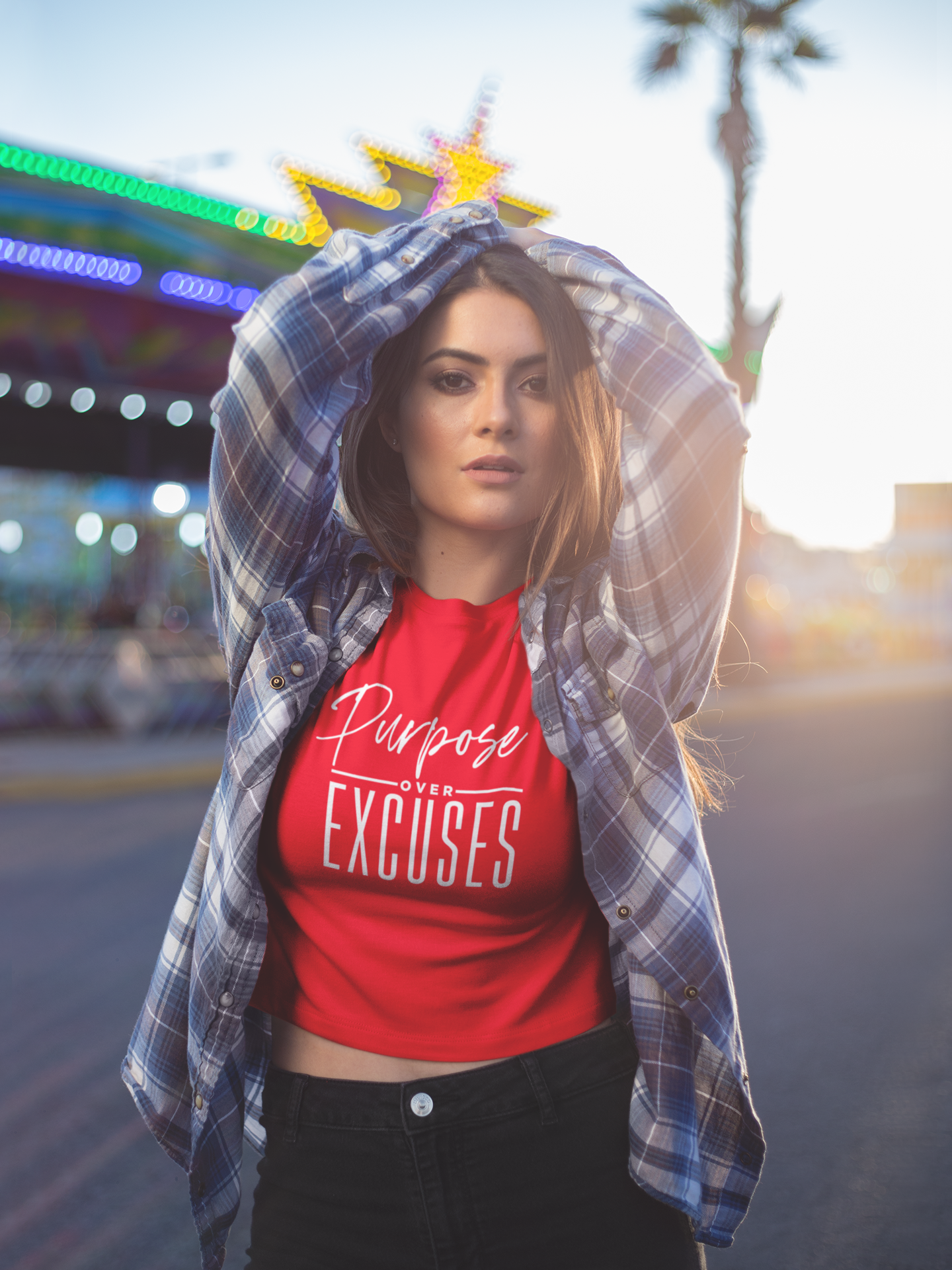 PURPOSE OVER EXCUSES ADULT T SHIRT RED