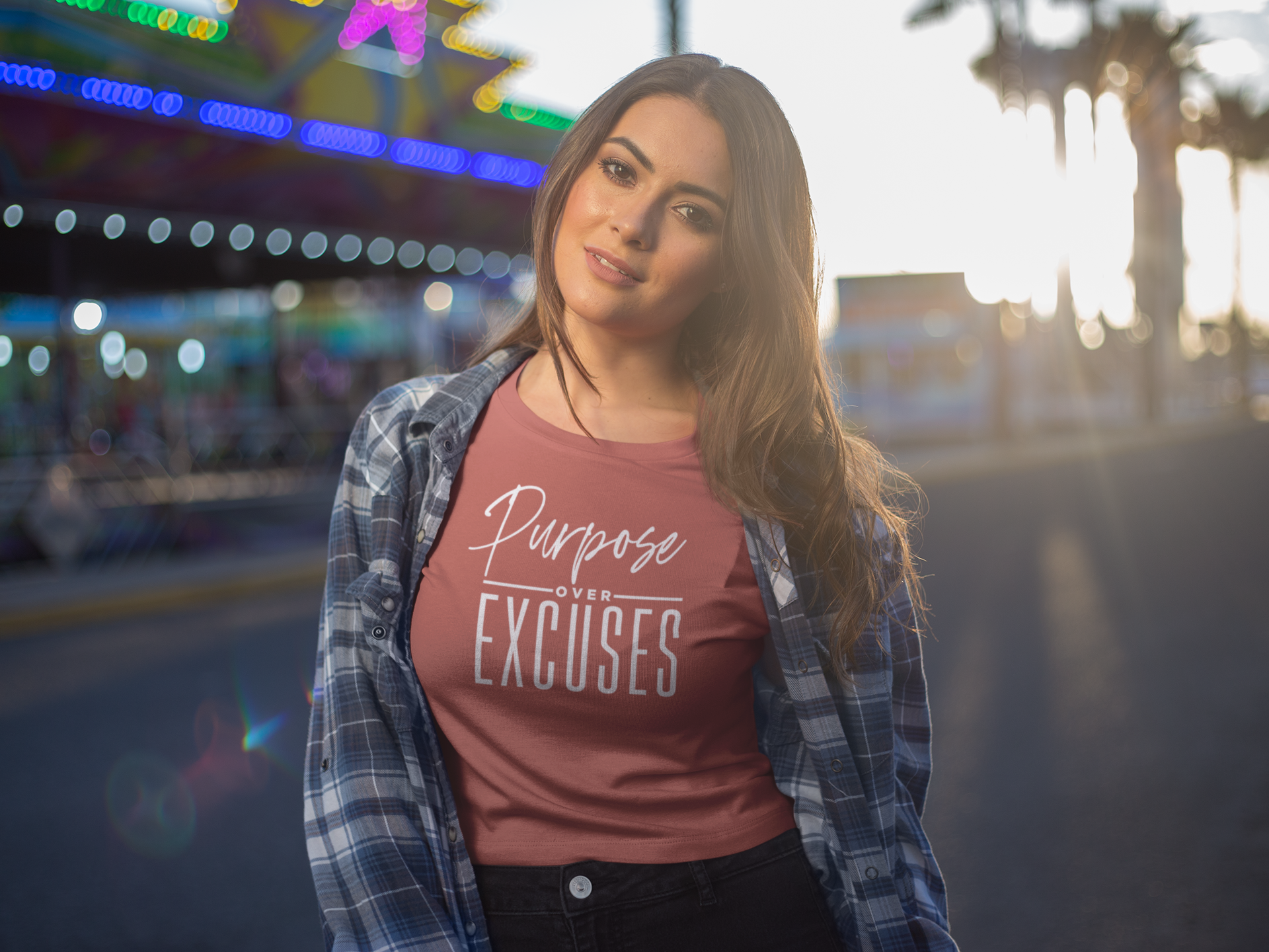 PURPOSE OVER EXCUSES ADULT T SHIRT AUTUMN BROWN