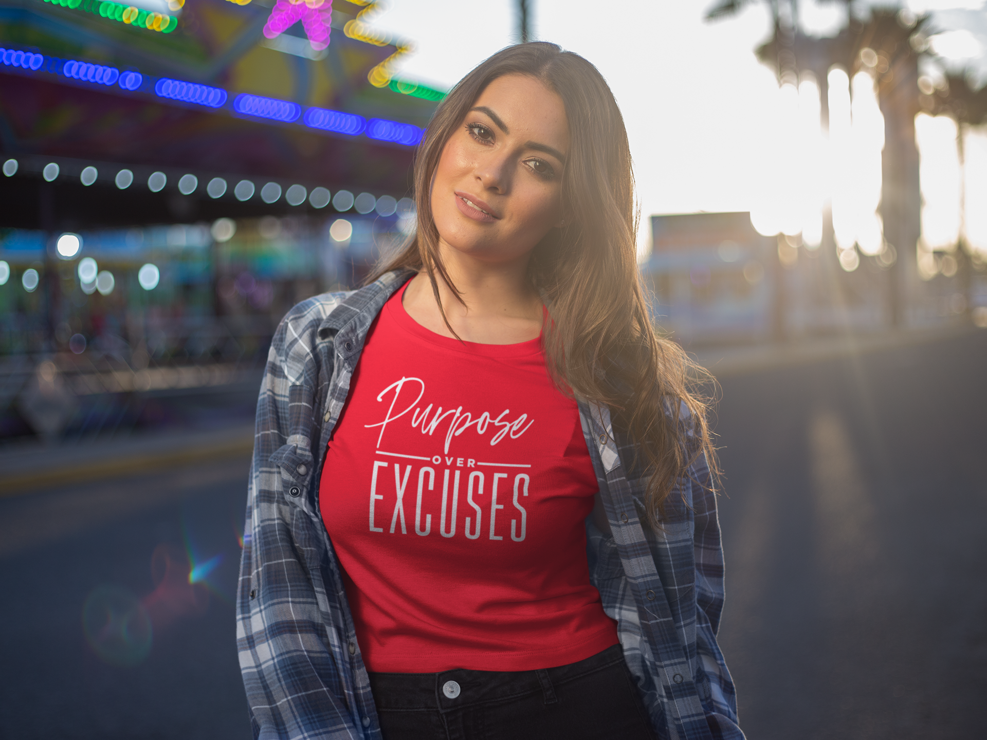 PURPOSE OVER EXCUSES ADULT T SHIRT RED