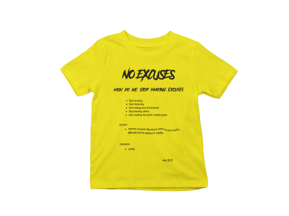 No Excuses Youth T-shirts Yellow (BIG LOGO)