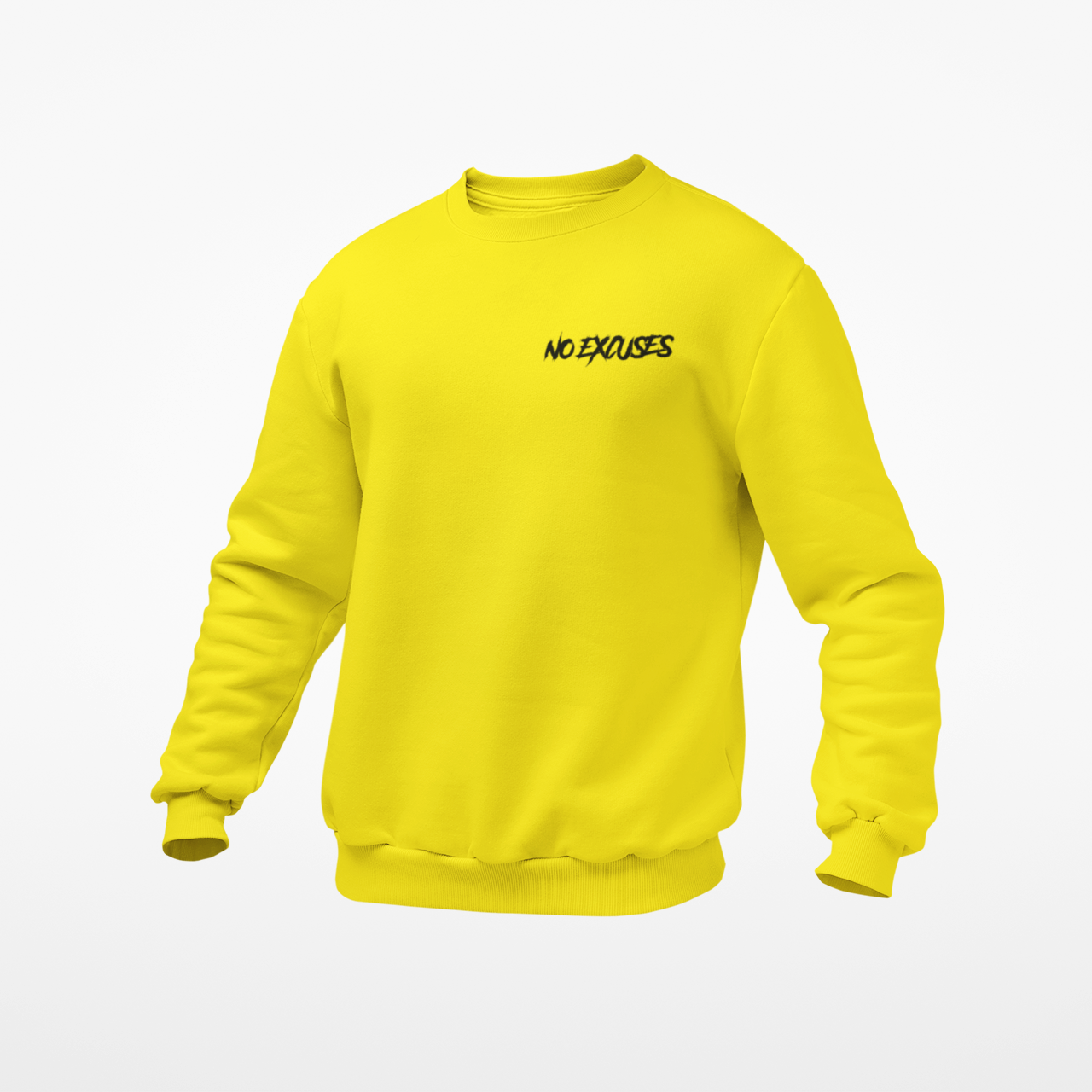 No Excuses Adult Sweatshirts Yellow (SMALL LOGO)