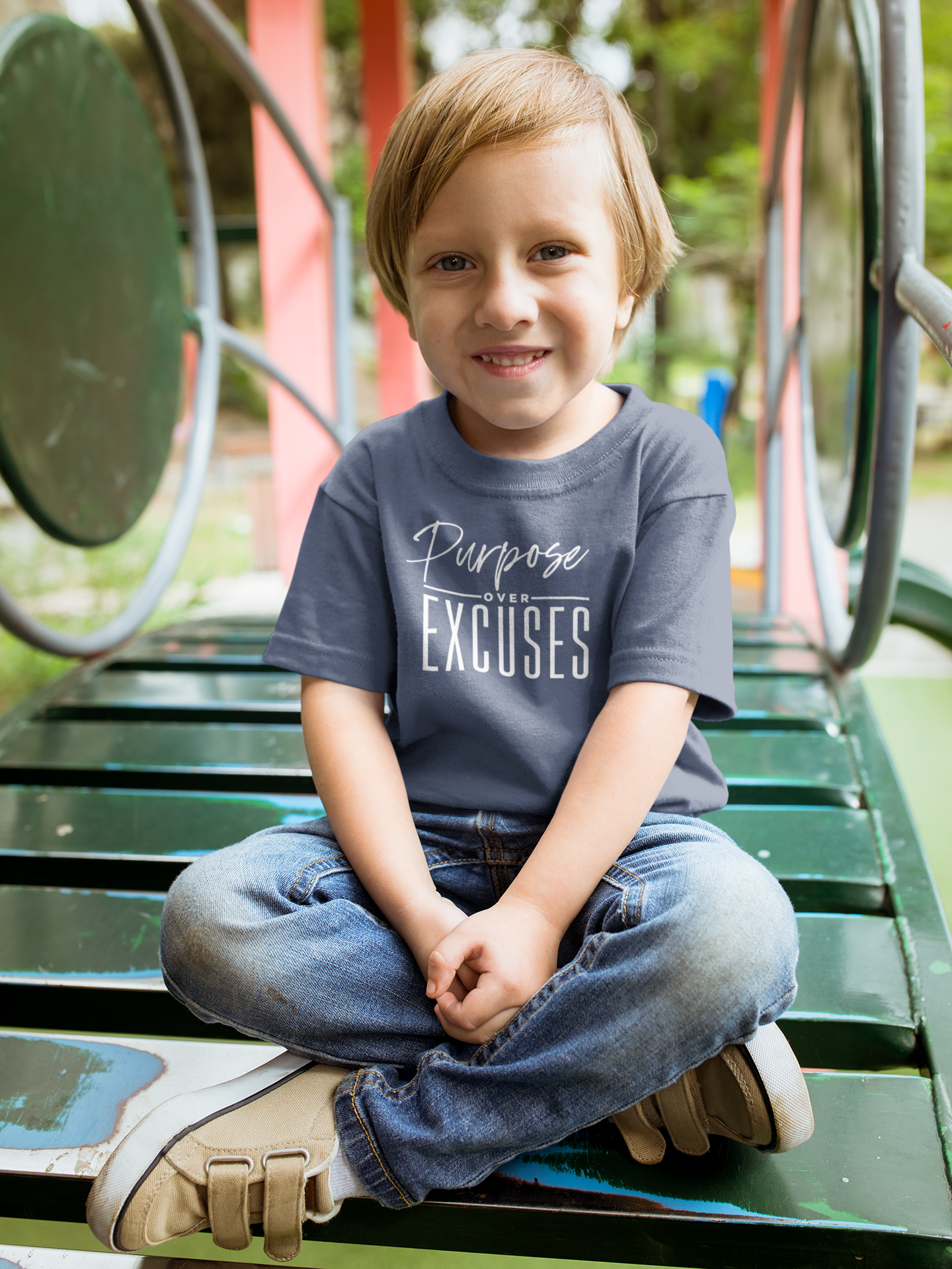 PURPOSE OVER EXCUSES YOUTH T-SHIRTS NAVY BLUE