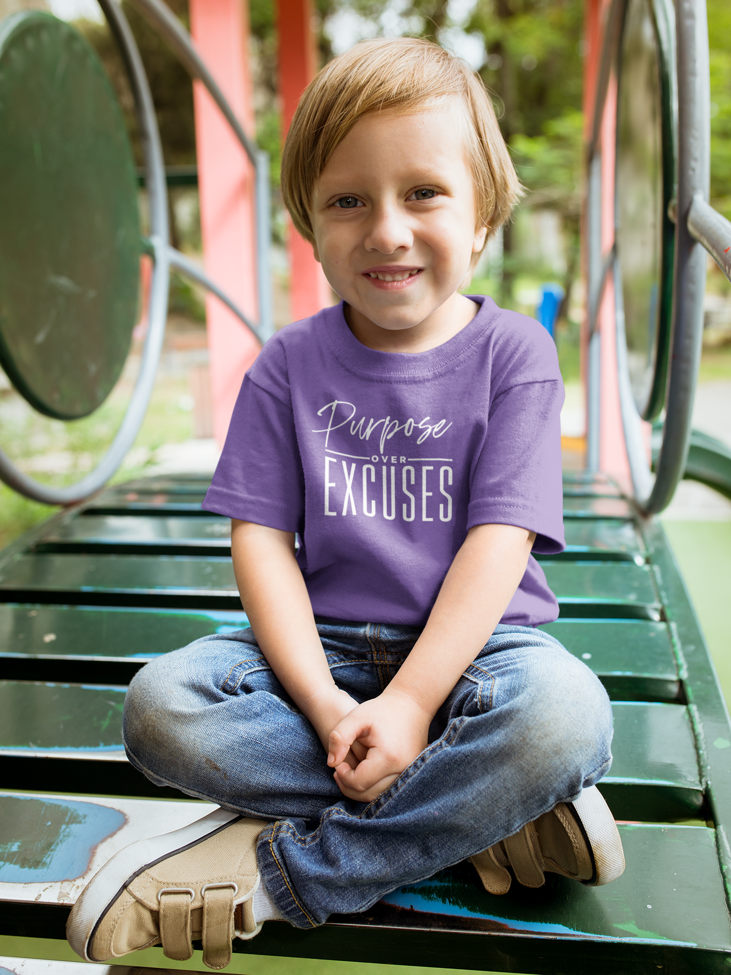 PURPOSE OVER EXCUSES YOUTH T-SHIRTS TEAM PURPLE