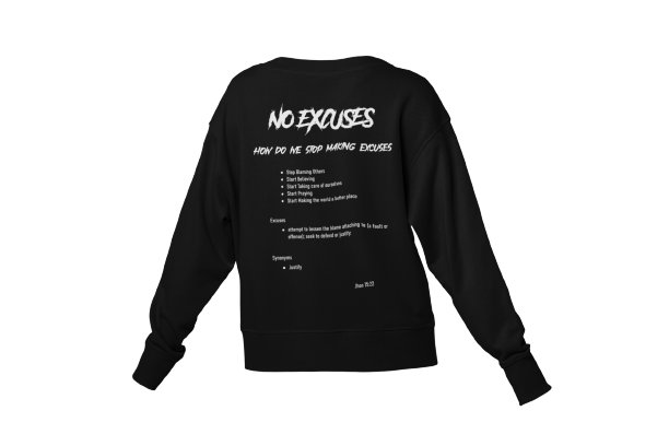No Excuses Youth Sweatshirts Black (BIG LOGO)