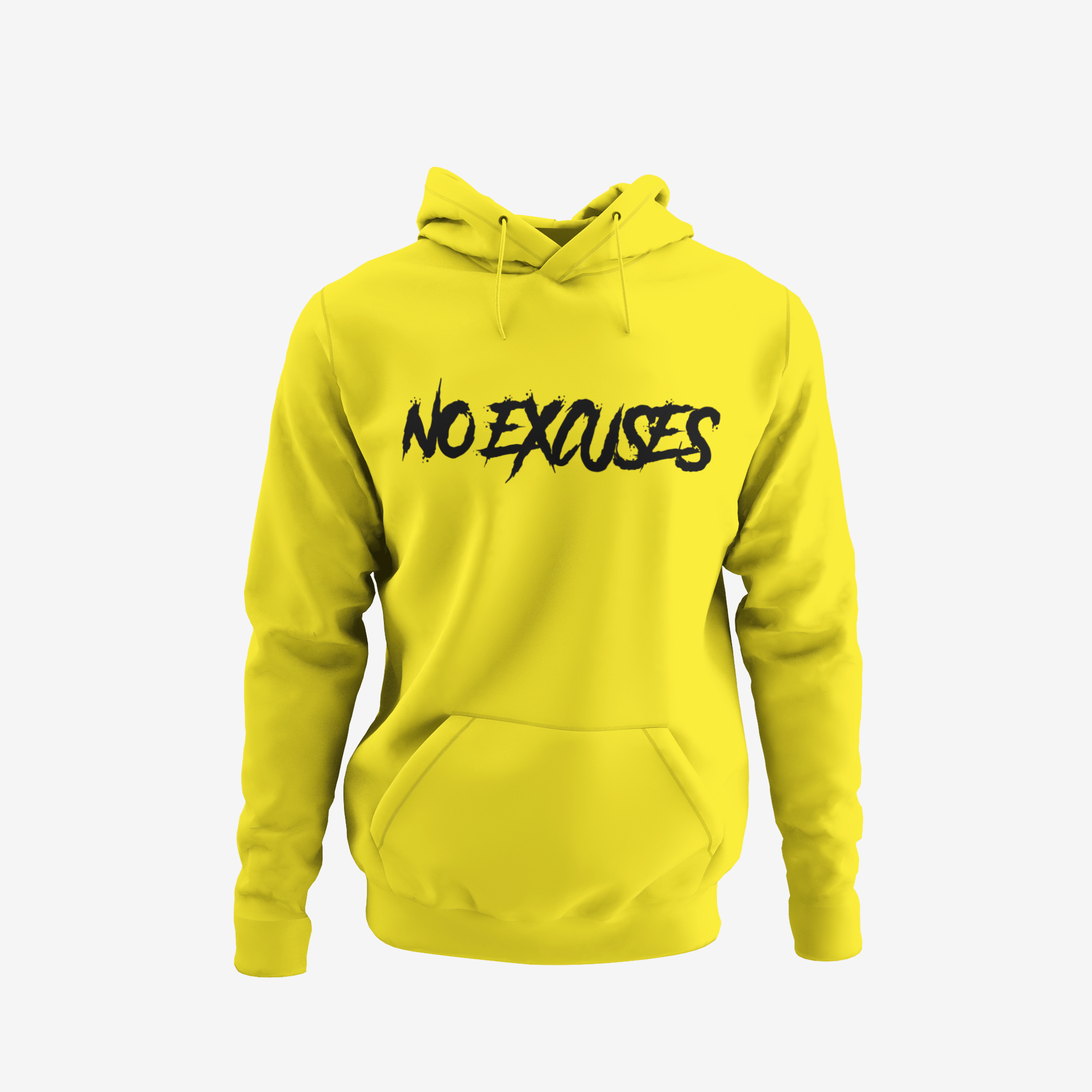 No Excuses Adult Hoodies Yellow (BIG LOGO)