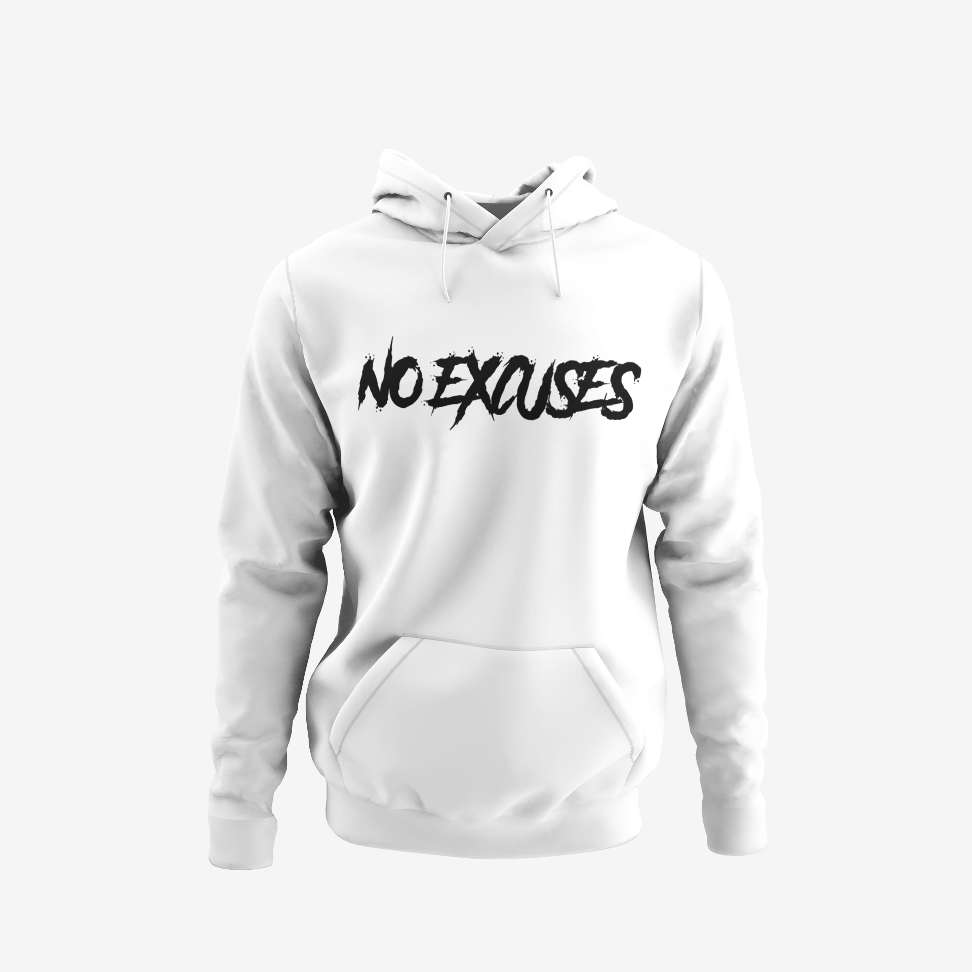 No Excuses Adult Hoodies White (BIG LOGO)