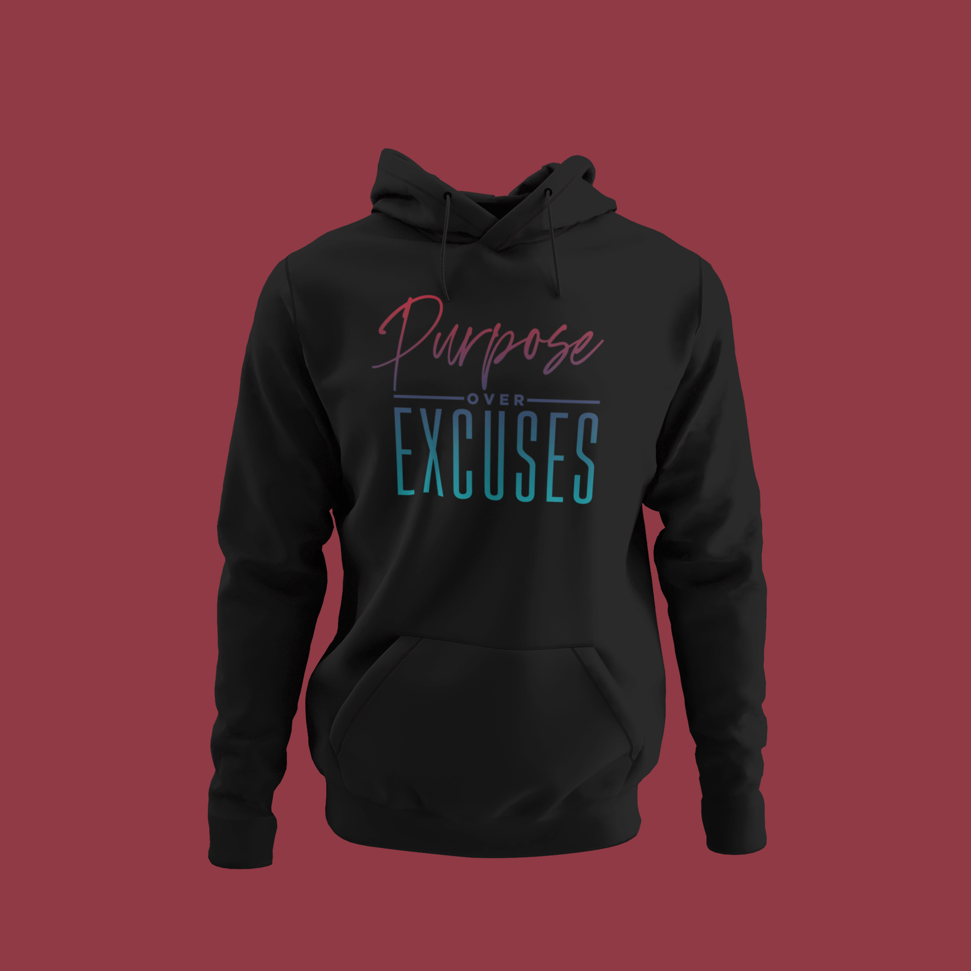Purpose Over Excuses Wild Strawberry Hoodie Adult Black (special)