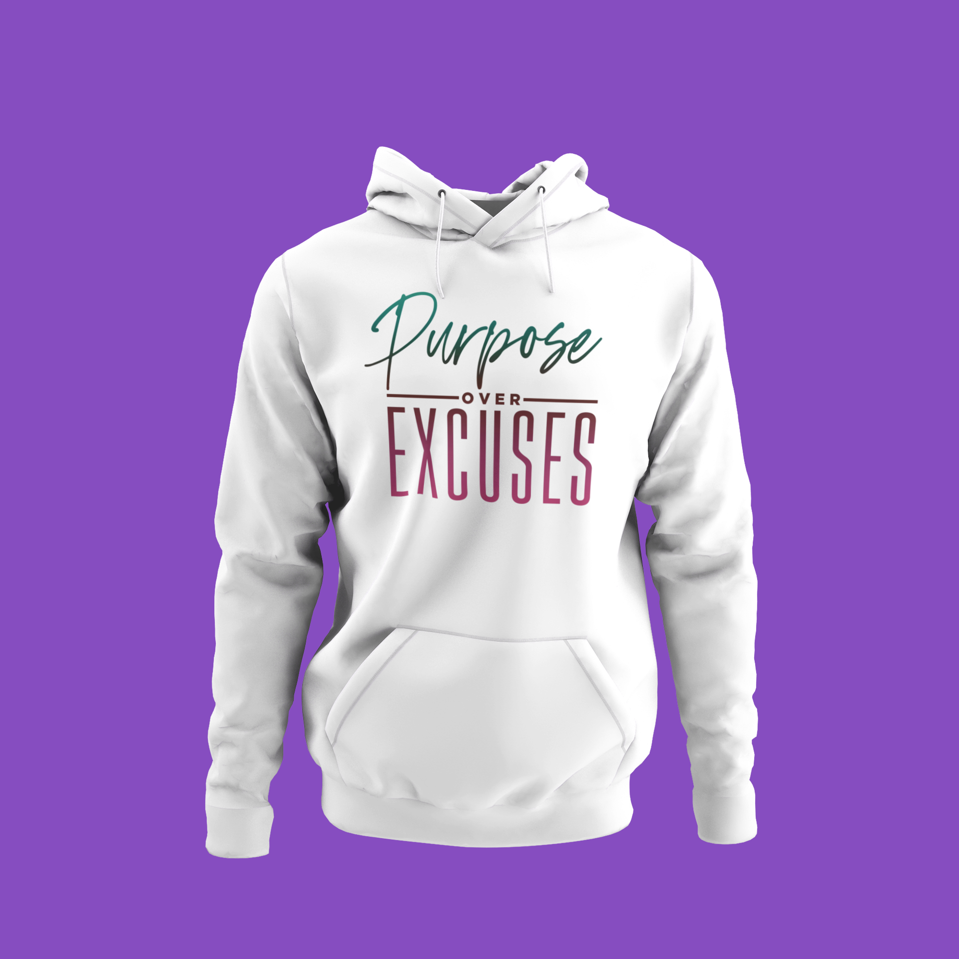 Purpose Over Excuses Melon Drop Hoodie Adult White (special)