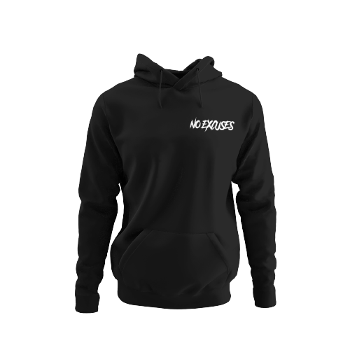 No Excuses Adult Hoodies Black (SMALL LOGO)