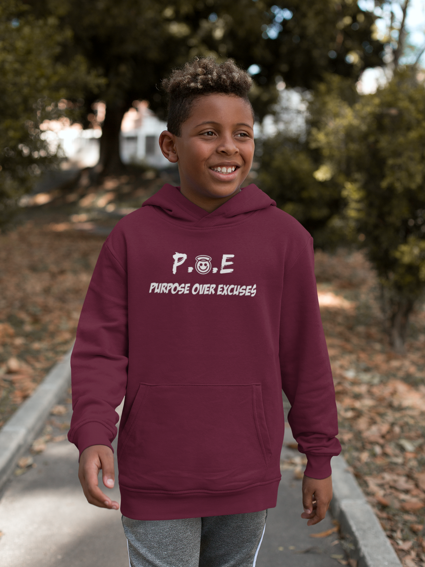 P.O.E YOUTH HOODIE MAROON