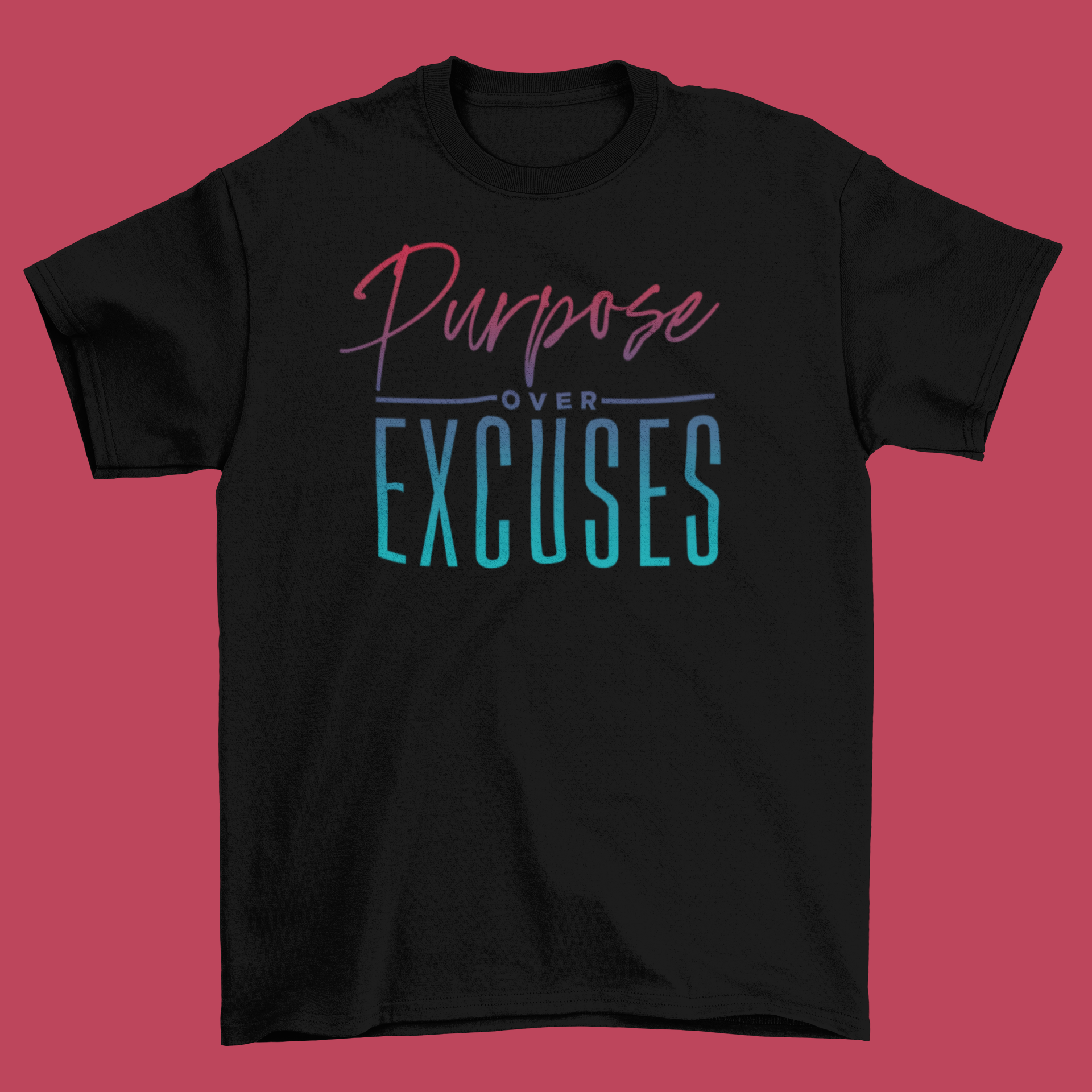 Purpose Over Excuses Youth Wild Strawberry T-shirt Black (special)