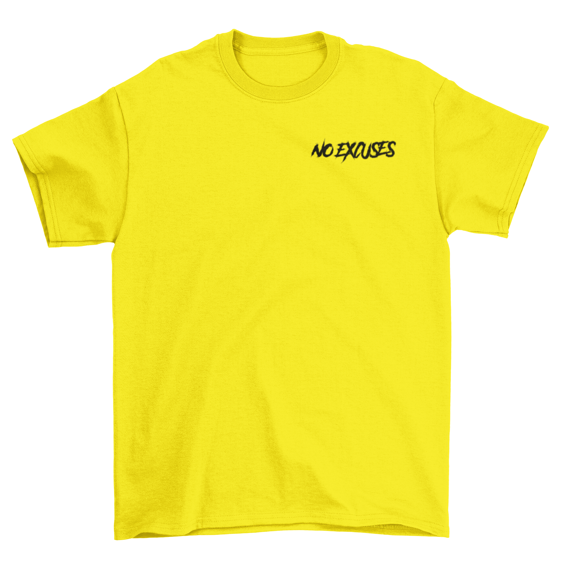 No Excuses Adult T-shirts Yellow (SMALL LOGO)