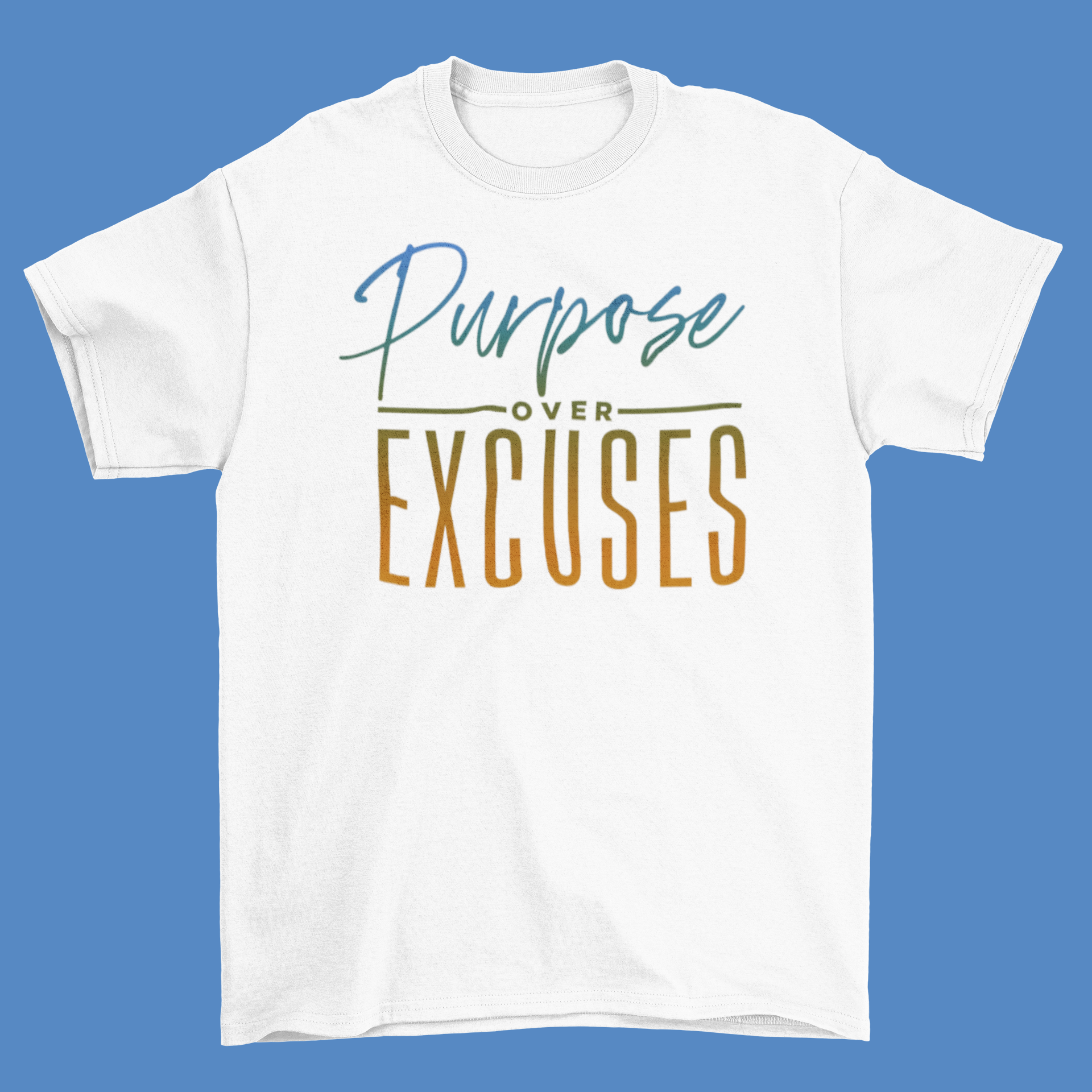 Purpose Over Excuses Youth Blue Bear Jr T-shirt White (special)