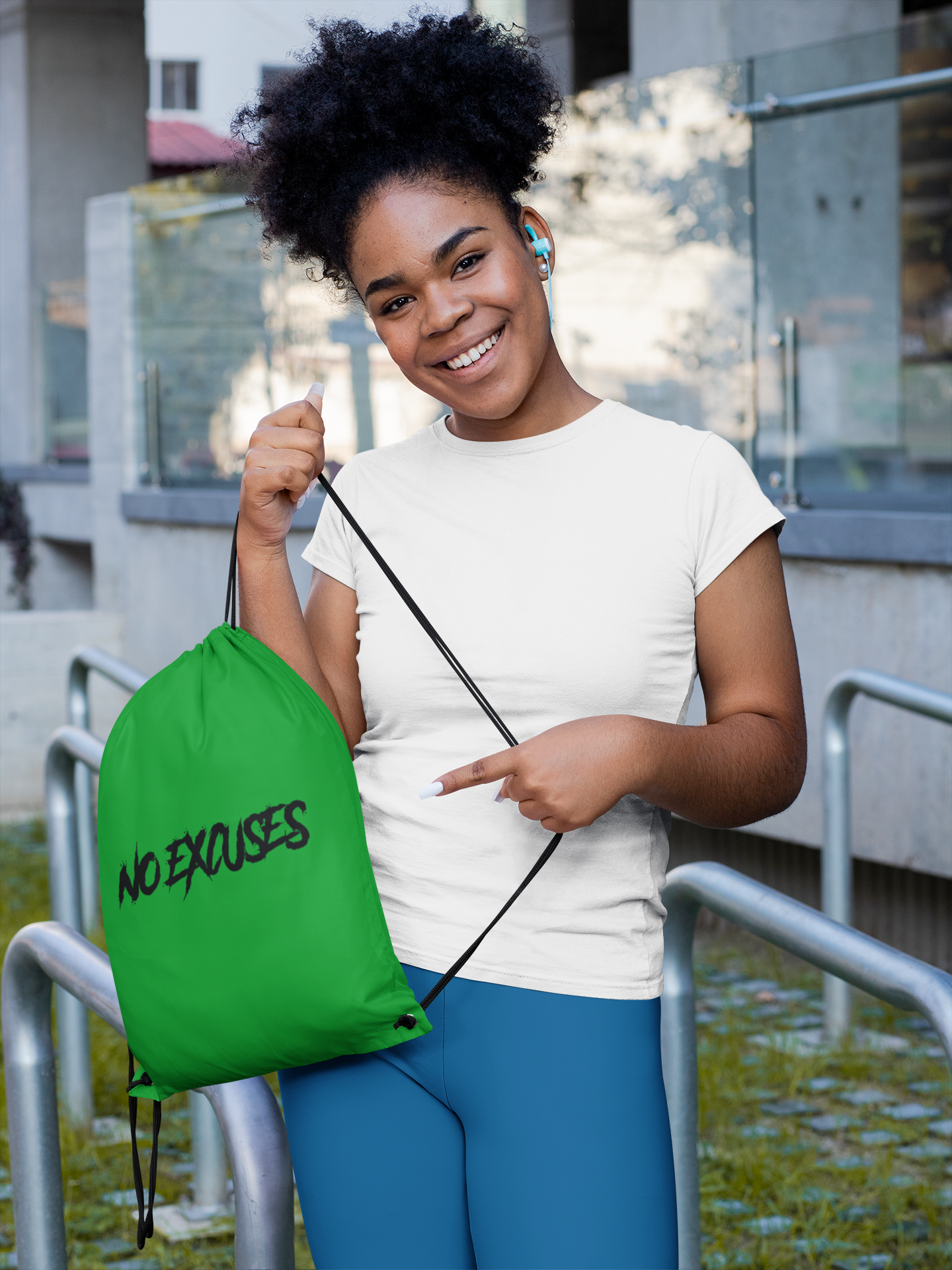 No Excuses Drawstring Bag
