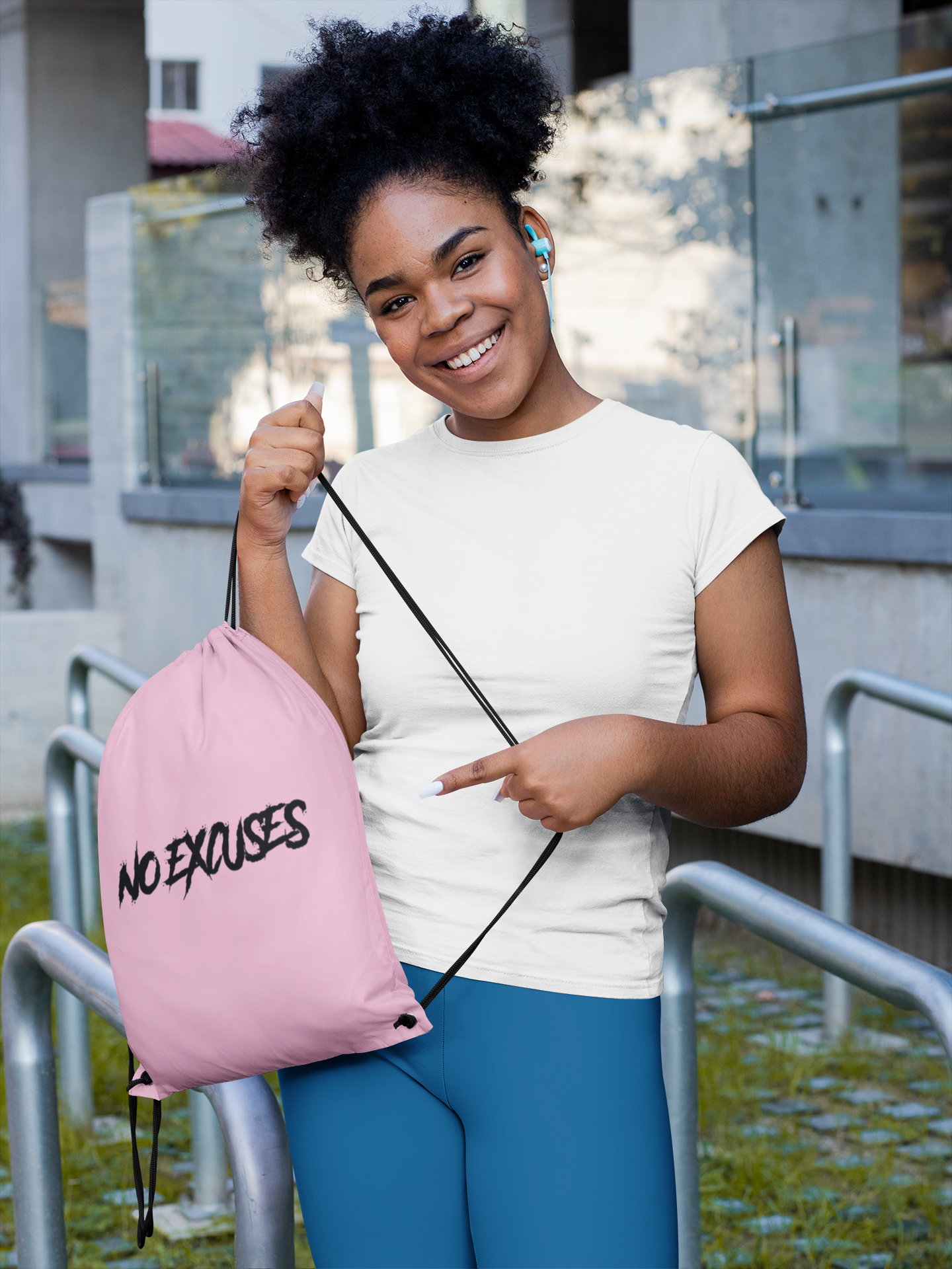 No Excuses Drawstring Bag