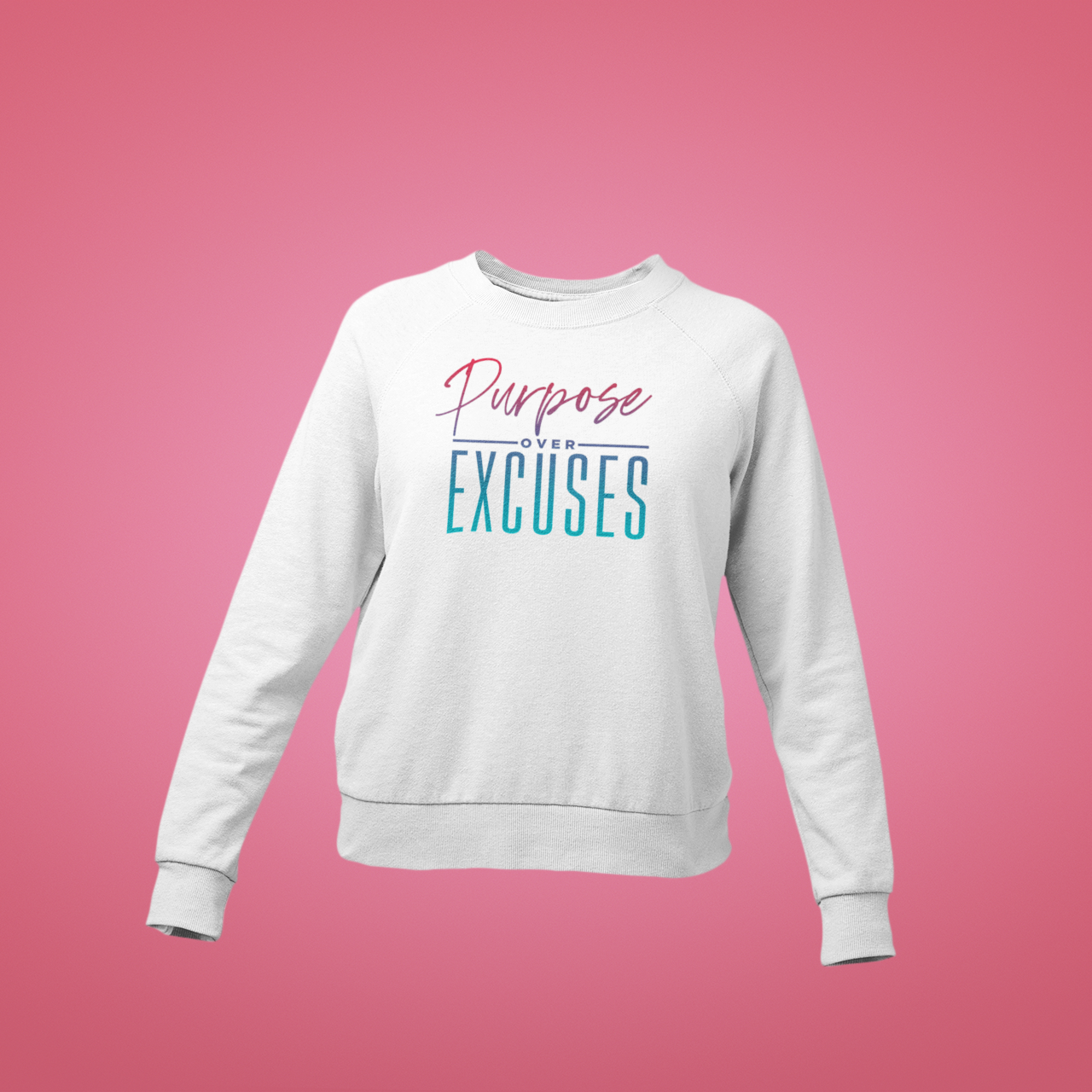 Purpose Over Excuses Youth Wild Strawberry Sweatshirt White (special)