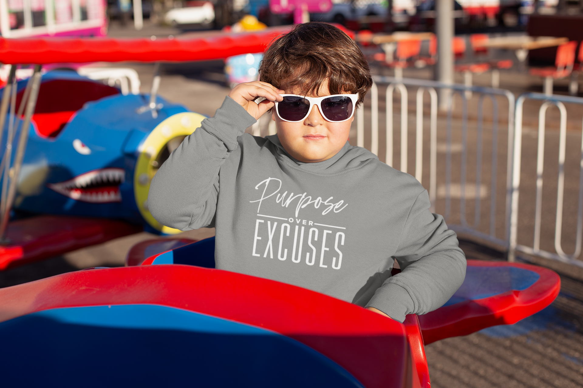 PURPOSE OVER EXCUSES YOUTH SWEATSHIRT SPORT GREY