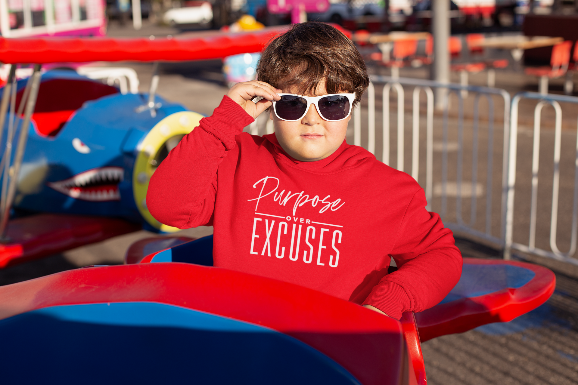 PURPOSE OVER EXCUSES YOUTH SWEATSHIRT RED
