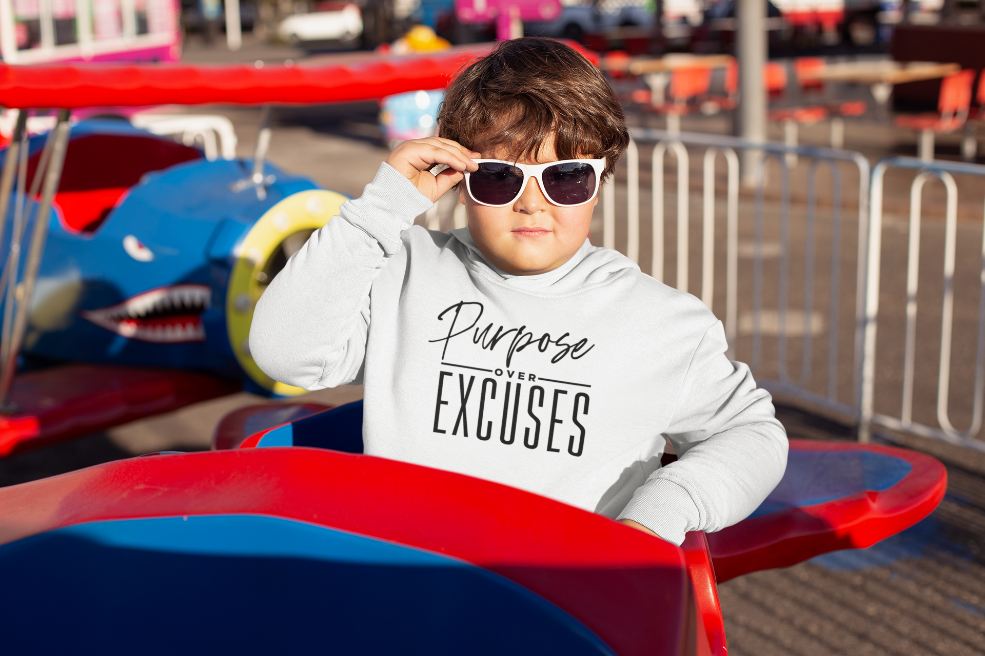 PURPOSE OVER EXCUSES YOUTH SWEATSHIRT WHITE