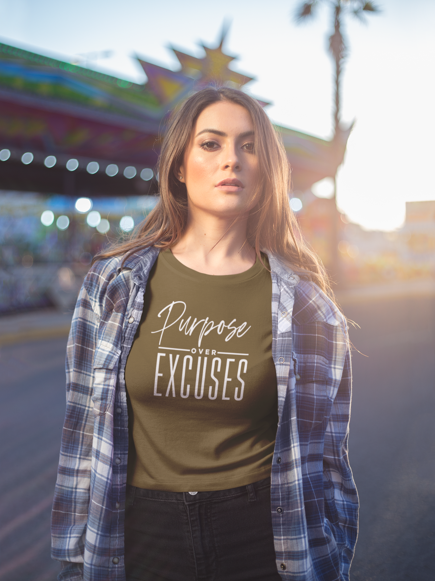 PURPOSE OVER EXCUSES ADULT T SHIRT OLIVE GREEN