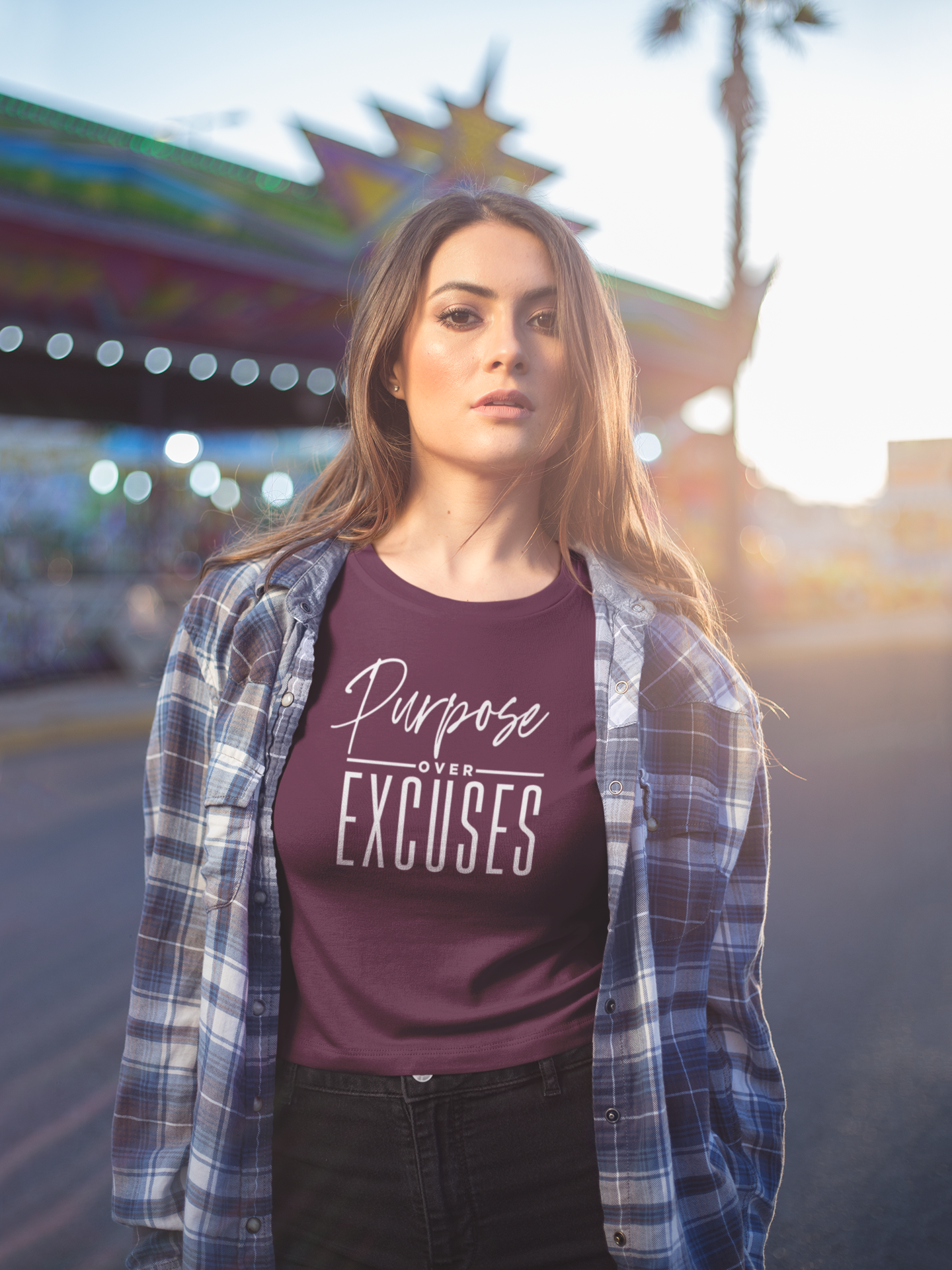 PURPOSE OVER EXCUSES ADULT T SHIRT MAROON