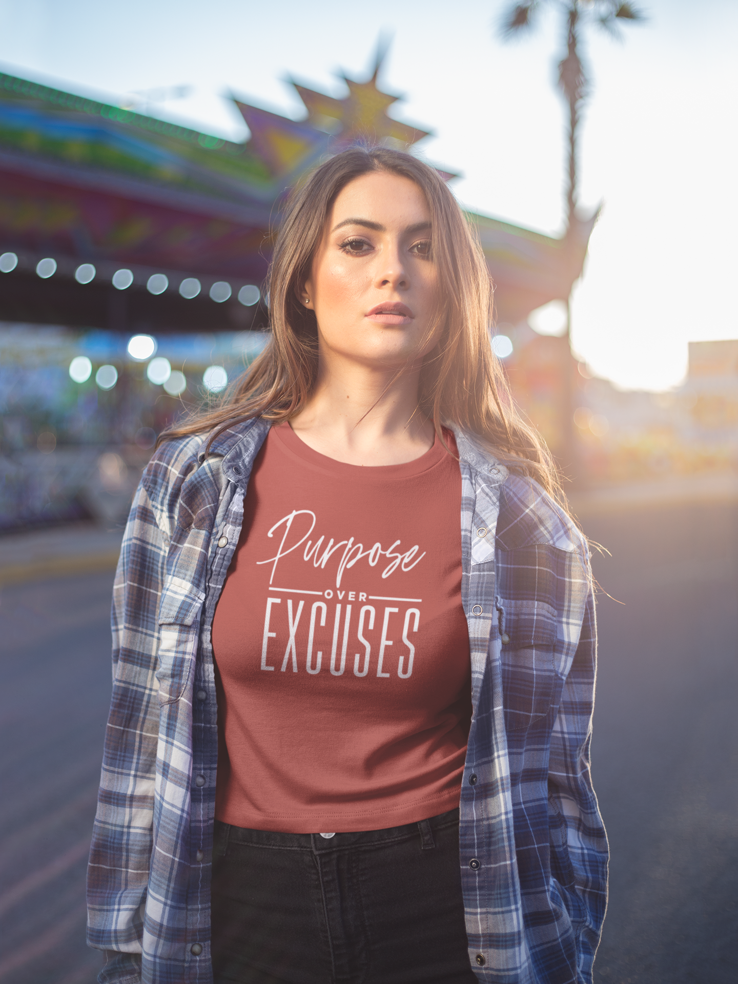 PURPOSE OVER EXCUSES ADULT T SHIRT AUTUMN BROWN