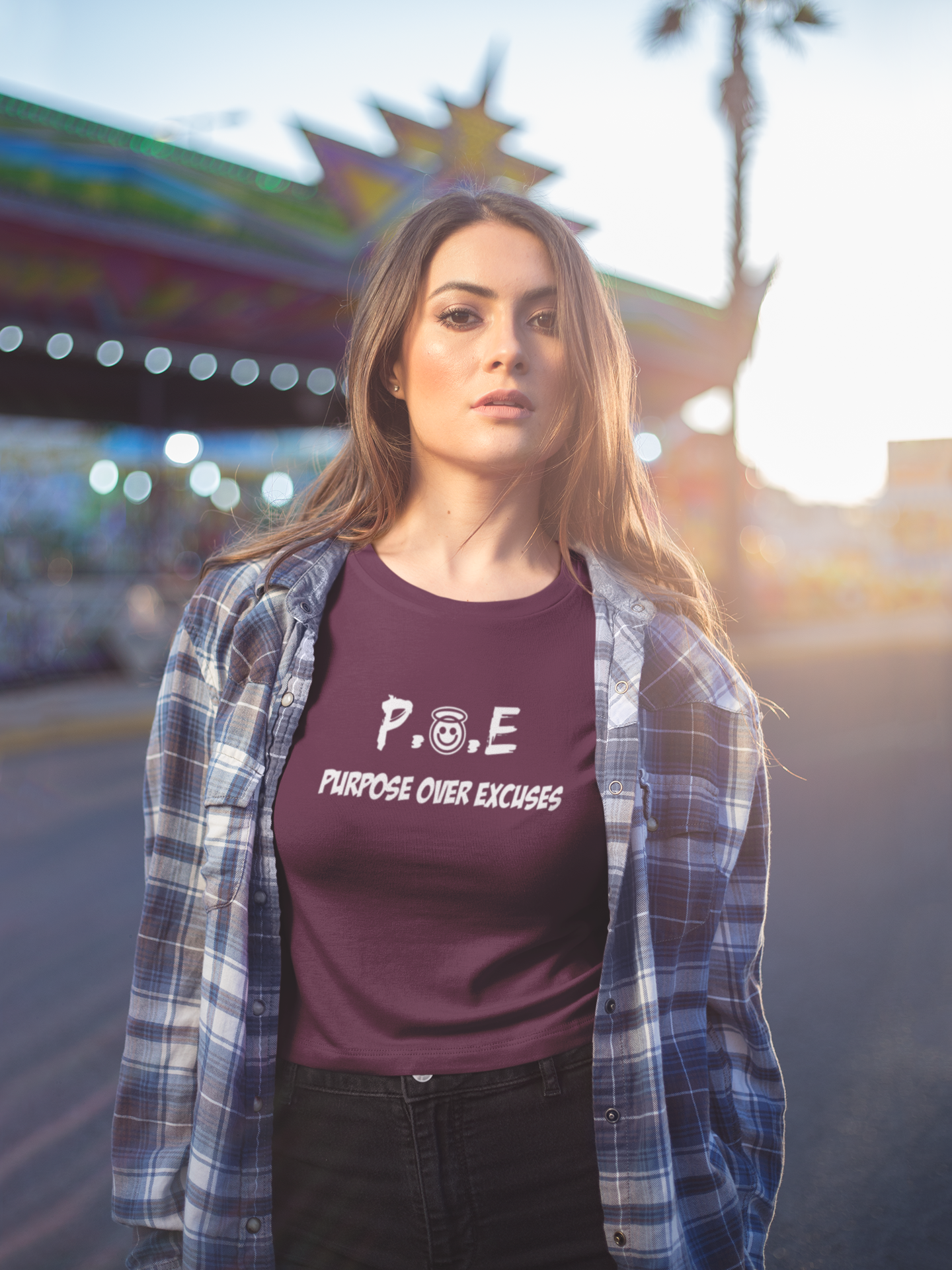 P.O.E ADULT T SHIRT MAROON