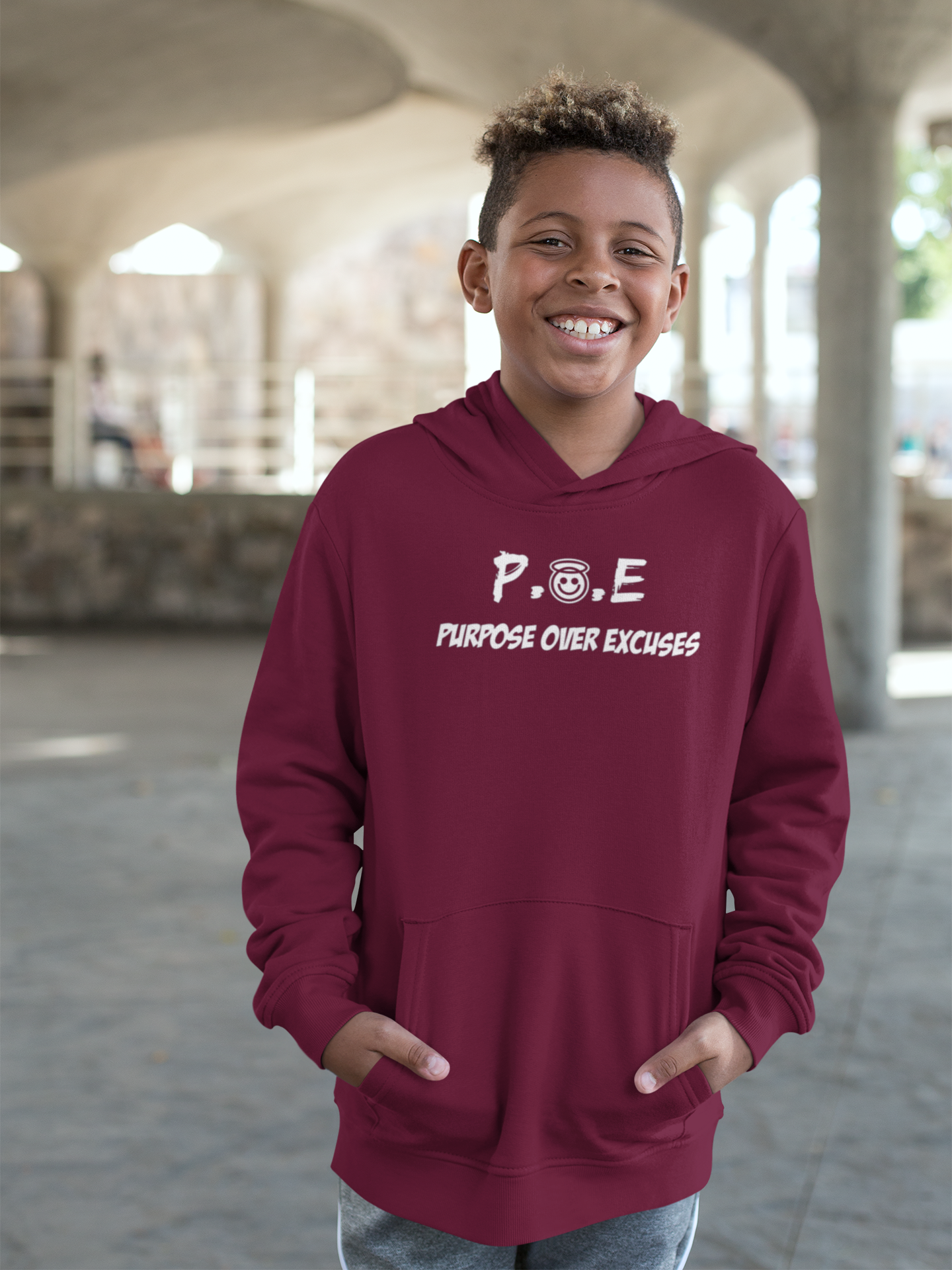 P.O.E YOUTH HOODIE MAROON