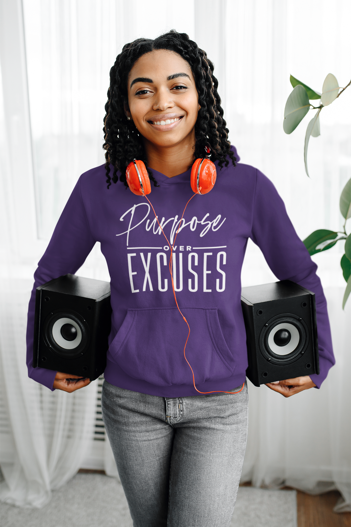 PURPOSE OVER EXCUSES ADULT HOODIE PURPLE