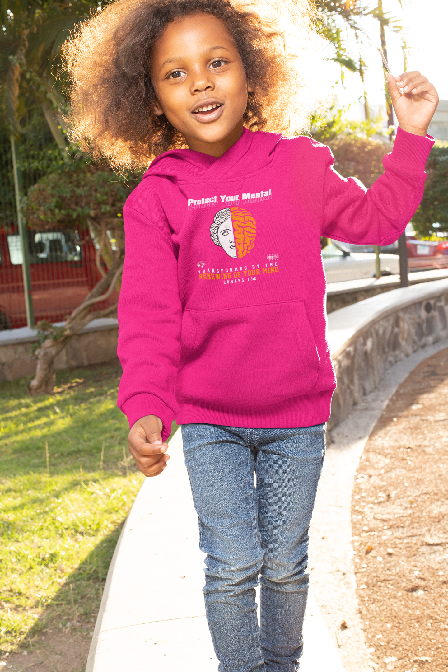 PROTECT YOUR MENTAL YOUTH HOODIE HELICONA PINK