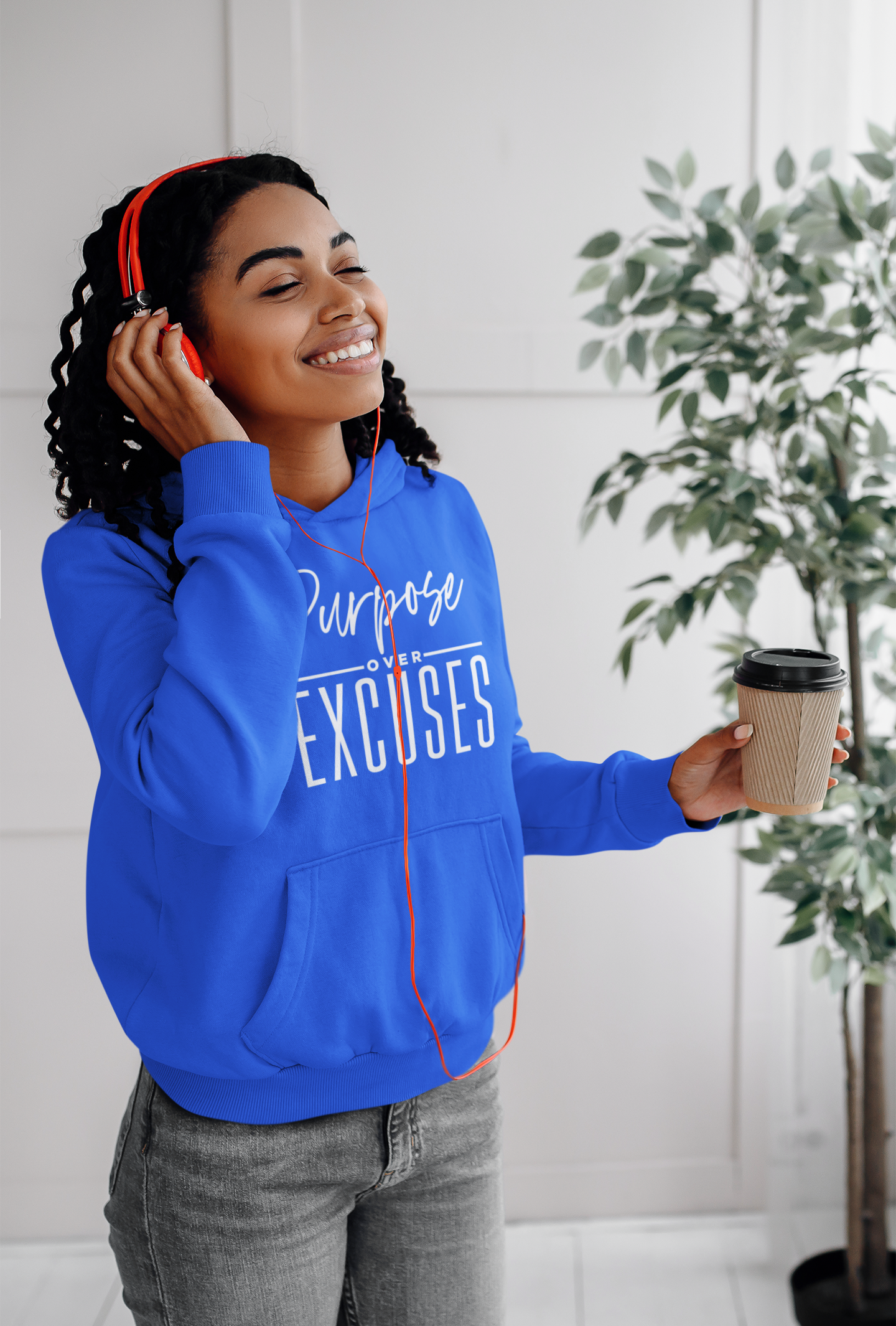 PURPOSE OVER EXCUSES ADULT HOODIE ROYAL BLUE