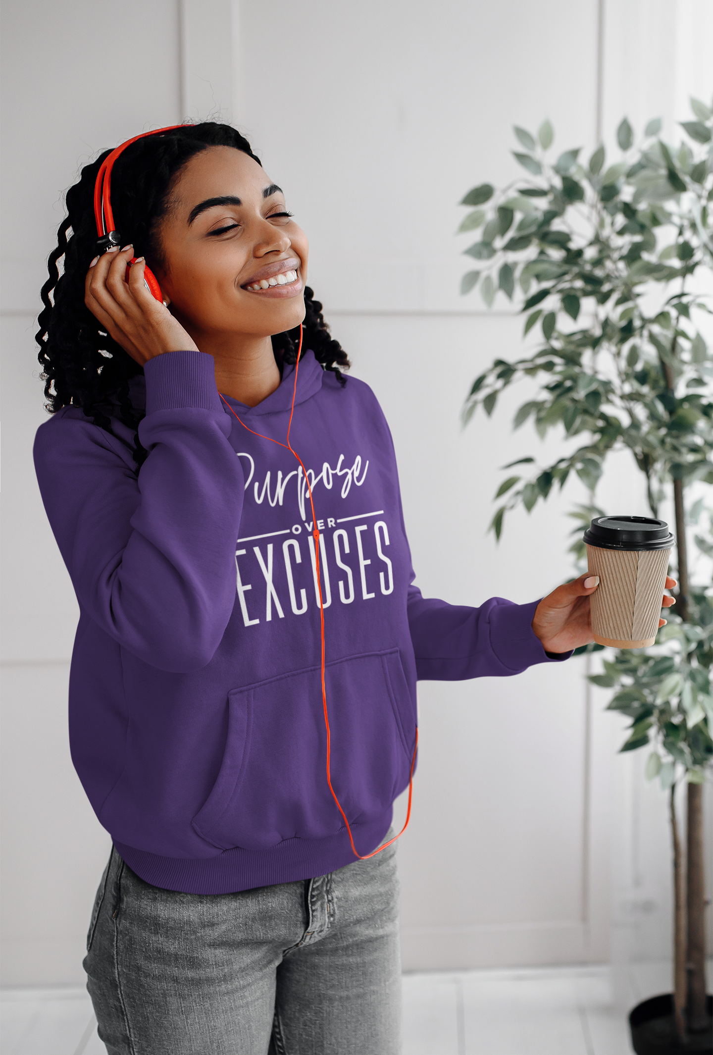 PURPOSE OVER EXCUSES ADULT HOODIE PURPLE