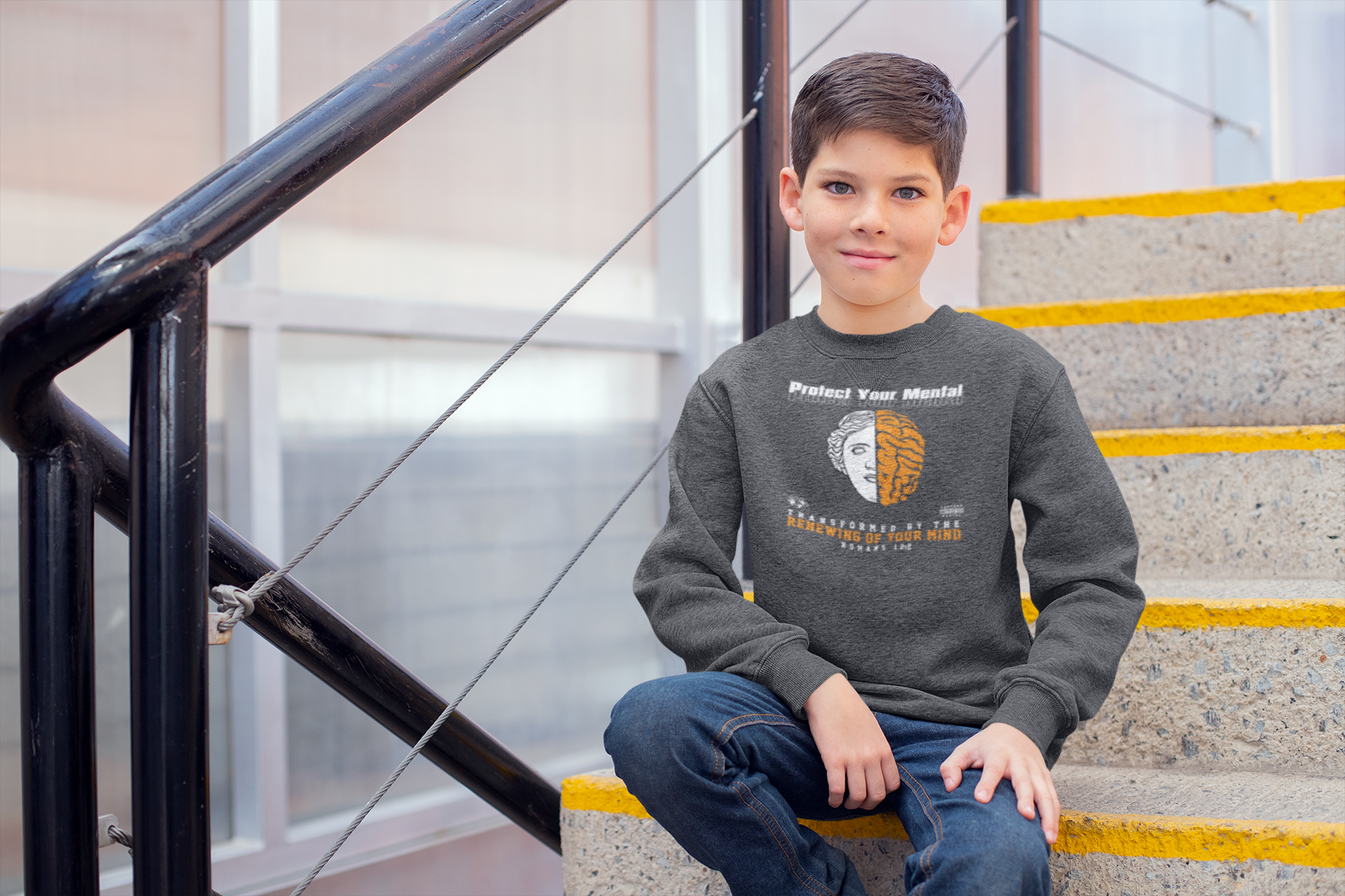 PROTECT YOUR MENTAL YOUTH SWEATSHIRT DARK HEATHER GREY