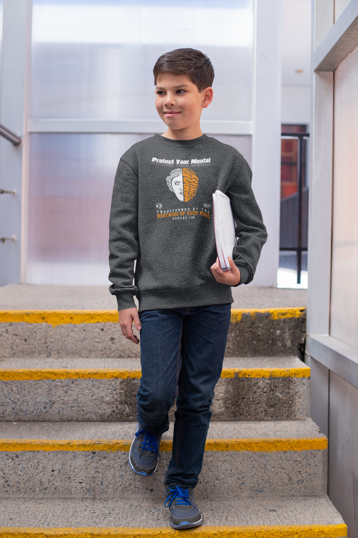 PROTECT YOUR MENTAL YOUTH SWEATSHIRT DARK HEATHER GREY