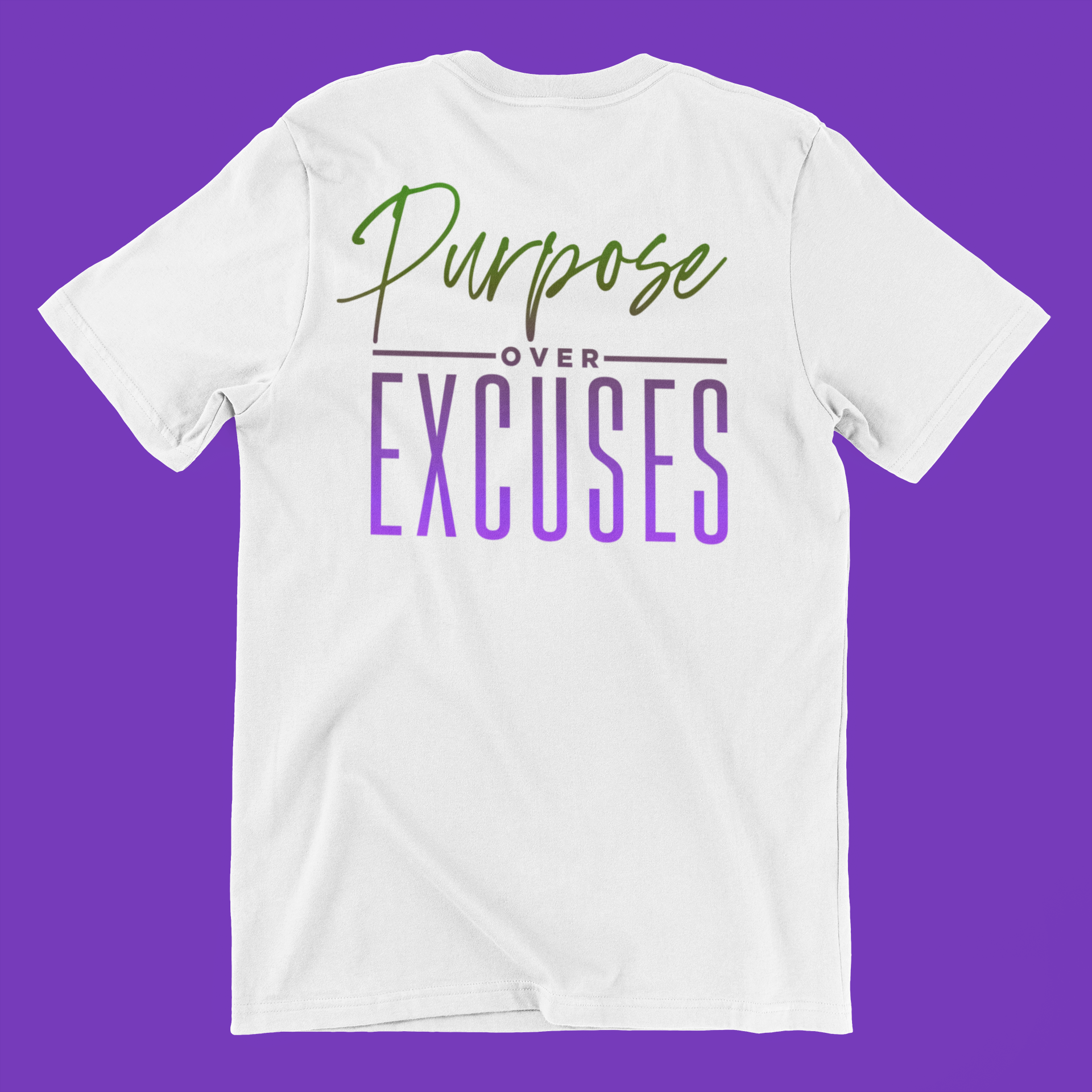 Purpose Over Excuses Green Panther T-shirt Adult White (special)